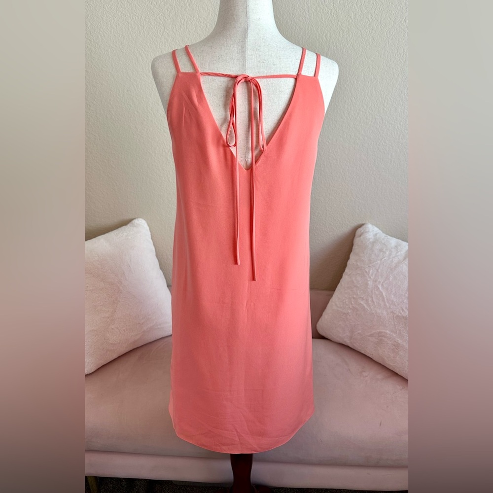 CeCe Mini Strappy Slip Dress V-neck V Tie String Back Creamsicle Orange Womens 0